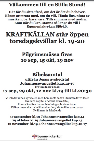Välkommen till Kraftkällan – en stunds stillhet på torsdagskvällar kl. 19.00